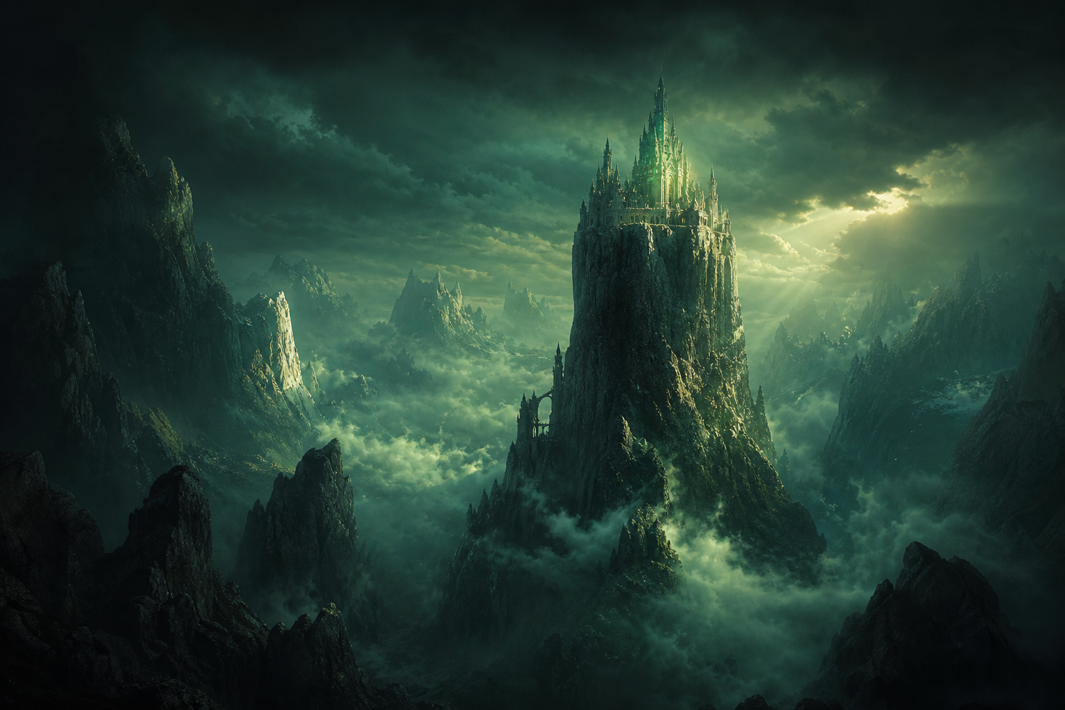 Cinematic fantasy citadel landscape